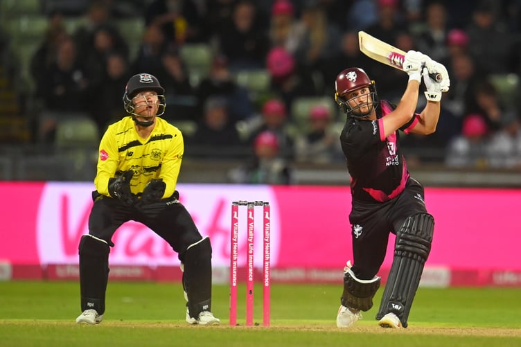Lewis Gregory - on his way to 53 for Somerset in the final
