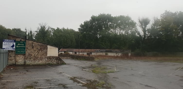 The derelict Merry Harriers site on the Blackdown Hills near West Buckland which has been put up for sale.
