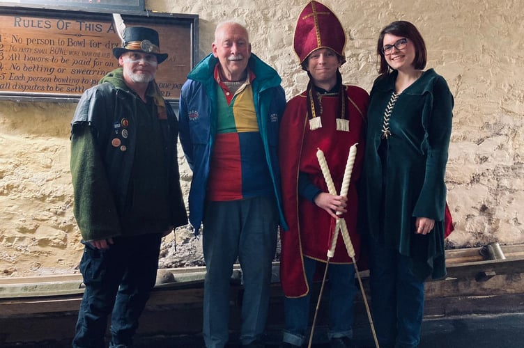 Lord Misrule, Mr Double Danger the 2nd, the late Richard Fox Oath Swearer, Bishop Blaize Conor Kimball, St Bridget Chloe Chandler (Photo: Wellington Folk & Custom Society)