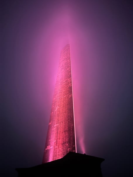 Wellington Monument turns pink for Organ Donation Week (Photo: Somerset NHS Foundation Trust)