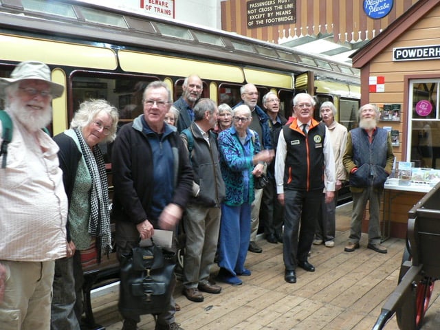 In the museum at Bishops Lydeard Station, members of Somerset Industrial Archaeological Society enjoy an introduction to the work of the West Somerset Railway Heritage Trust from its President Chris Austin (Photo: Somerset Industrial Archaeological Society)