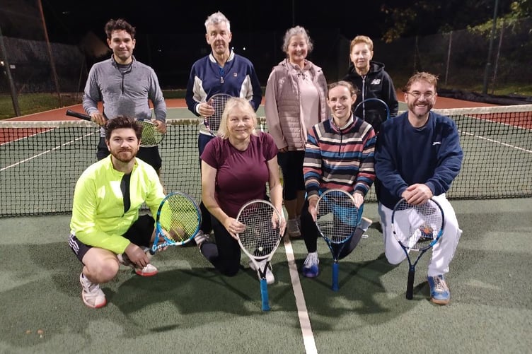 Back row, left to right: Minehead's Kieran, Ken, Caroline & Judy; Front: James Cross, Sue Rackley, Liz Deem & Phil Cookson