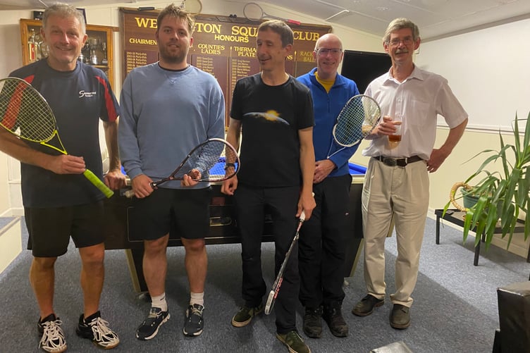 Wellington's first team, left to right: Barry Bartram, Tom Hendy, Andrew Carpenter, Chris Short and Mike Broom.