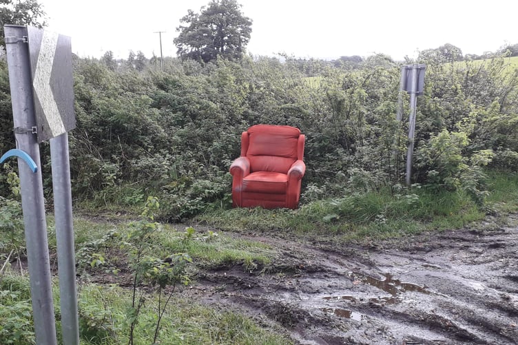 An armchair has been fly-tipped in Tonedale, Wellington.