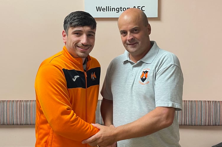 Tom Scarlett - left, scored a hat-trick. (Photo: Wellington AFC)