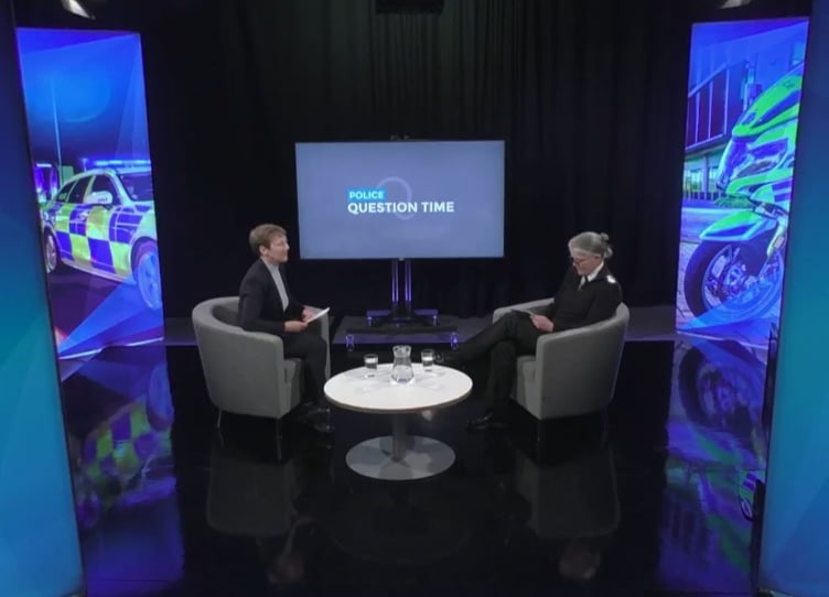 Clare Moody (left) and Chief Constable Sarah Crew (right) during Avon & Somerset Police Question Time on Monday, October 14, 2024