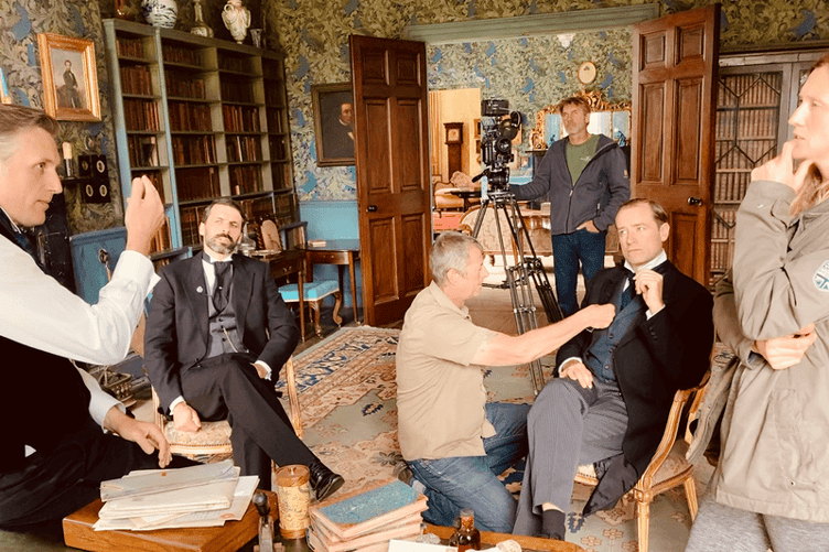A drawing room scene being set up for the filming of Shalborne, a premiere of which is being hosted by Wellington Film Festival organisers.