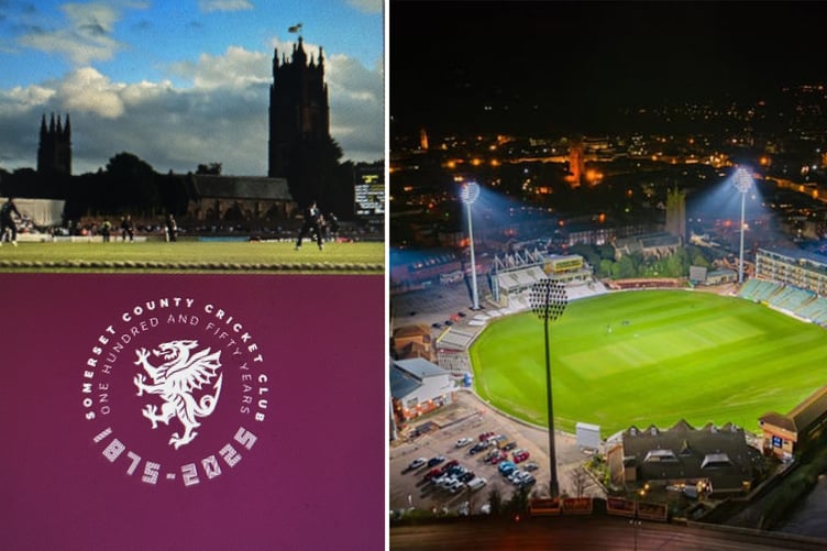 The cover of Richard's new book (left) and Somerset County Cricket Club's ground in Taunton (Photo: SCCC)