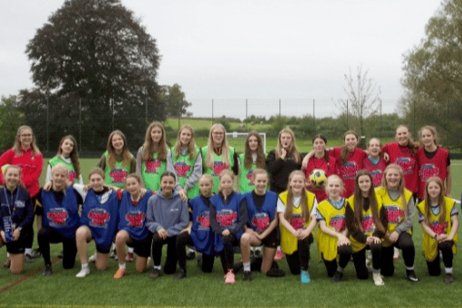 Girls on refereeing course at Court Fields School