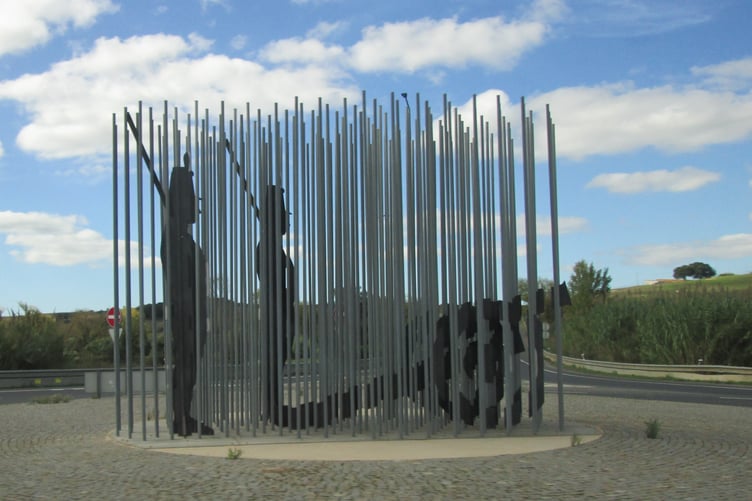 A roundabout in the Portugese town of Sobral de Monte Agraço, showing a Napoleonic scene. PHOTO: Chris Penney.