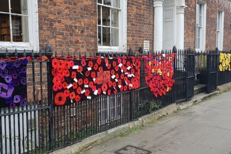 Women's Institute poppy displays in Wellington town centre.