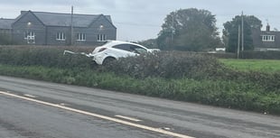 Police statement after Vauxhall Corsa ends up in hedge on A38