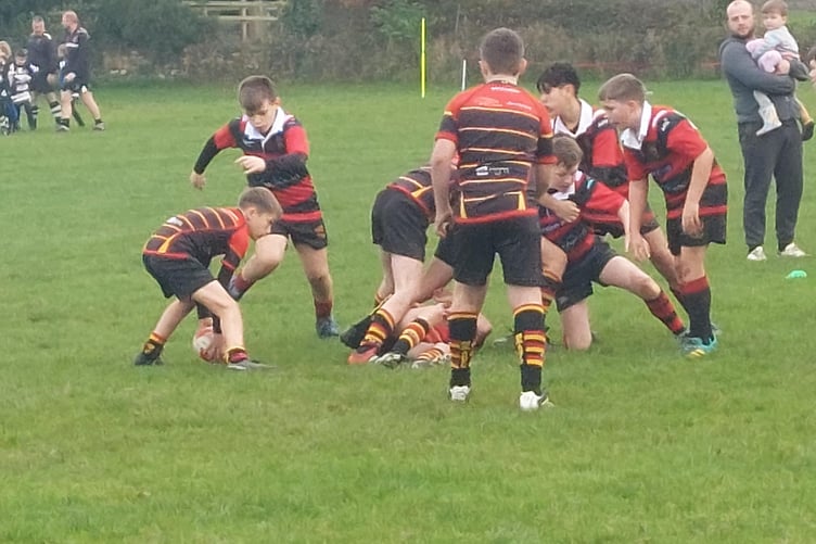 Under 12 rugby action at Wellington