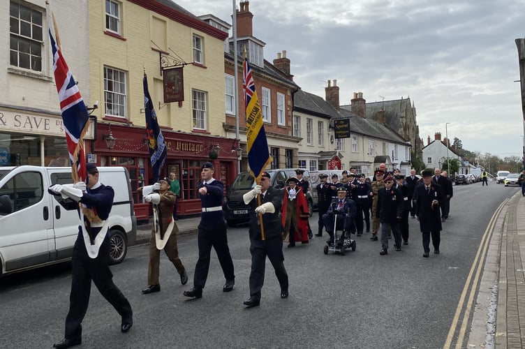 Armistice Day parade and silence