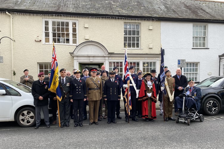 Armistice Day parade and silence