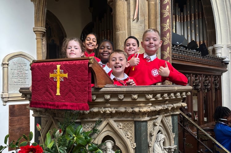 Eleven pupil chaplains in Year 5 from St John’s Church of England Primary school visited Taunton Minster Church