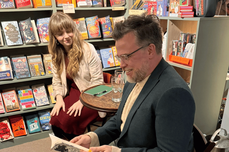 Ben Pering with wife Sian at the launch of his book 'Two Moors Way' 