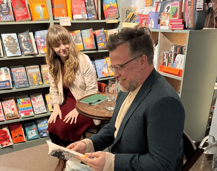 Ben Pering with wife Sian at the launch of his book 'Two Moors Way'
