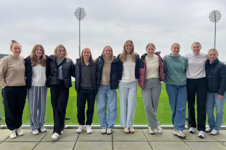 Some of the new Somerset players with captain Sophie Luff, fourth from the left.