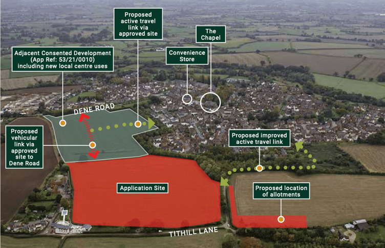 An aerial schematic of the Hallam proposals for Cotford St Luke. IMAGE: pad Design.