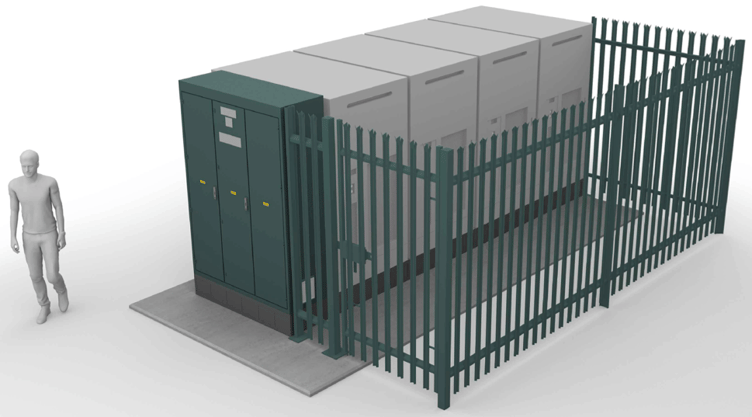 How a proposed 'Battery Box' for Wellington Rugby Club would look. IMAGE: AMP Clean Energy.