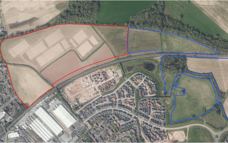Land of Wardleworth Way, Tonedale, Wellington, allocated for a proposed housing development is outlined in red. IMAGE: CarneySweeney.