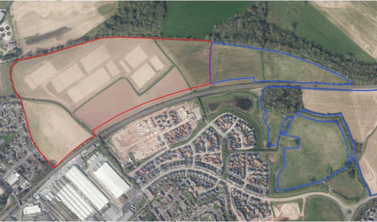 Land of Wardleworth Way, Tonedale, Wellington, allocated for a proposed housing development is outlined in red. IMAGE: CarneySweeney.