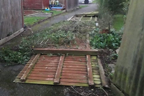The fence at Tonedale's play area comes down amid Storm Darragh