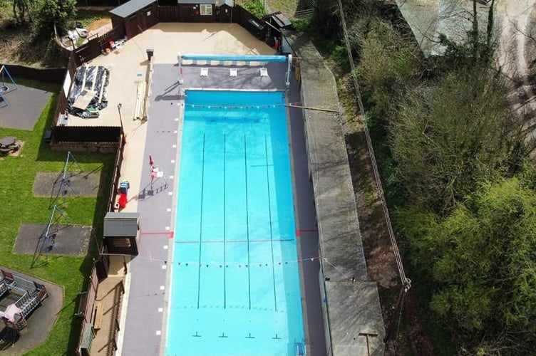 An aerial view of Wiveliscombe's outdoor swimming pool. PHOTO: Wivey Pool.