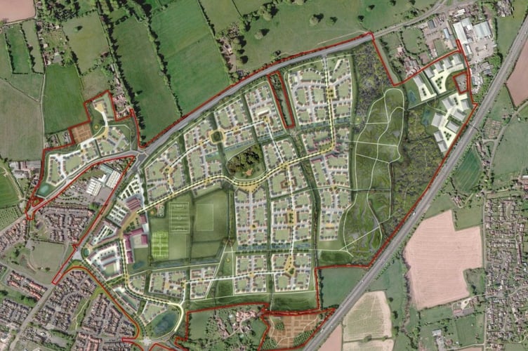 Revised plans for phase two of the Monkton Heathfield urban extension in Taunton (Graphic: EDP)