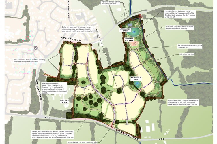Plans for 230 homes on the A30 Crewkerne Road in Chard - (Graphic: Gladman Developments)