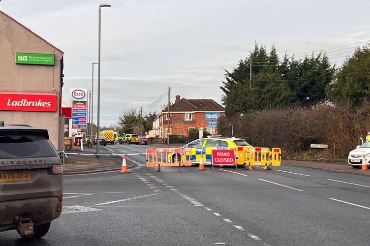 The A38 Wellington New Road is closed following a fatal collision