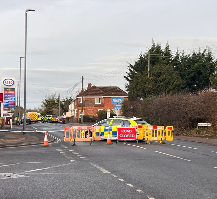 The A38 Wellington New Road is closed following a fatal collision