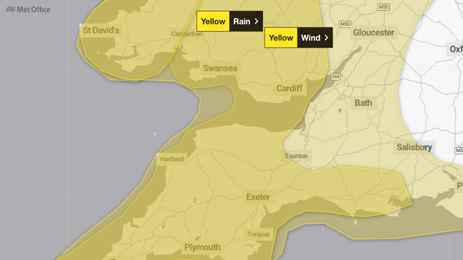 Met Office issues 'heavy rain' warning for Somerset amid Storm Éowyn ...