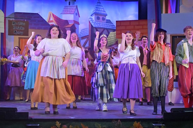 Jack and the beanstalk pantomime Princess Jill (Micaela Sellick) and the ensemble with Annie-May Morin and James Redstone 