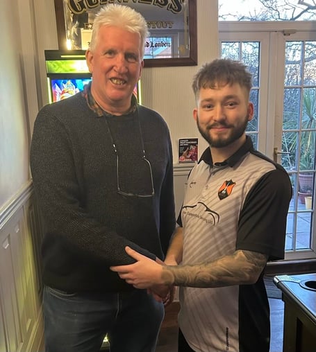 Wes Poulsom was Wellington Reserves' Man of the Match and he is pictured with supporter Andy Govier