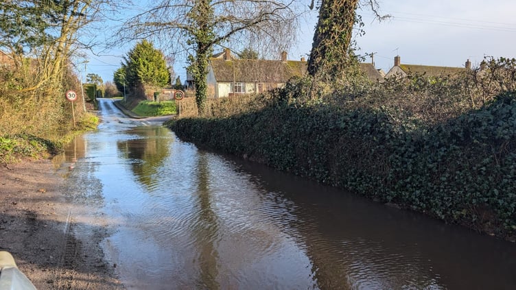 Flooded roads near Oake Manor Golf Course, Taunton.