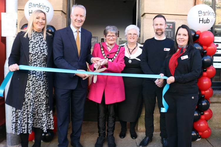 Gideon Amos MP and Cllr Janet Lloyd, Mayor, open Wellington Banking Hub in January.