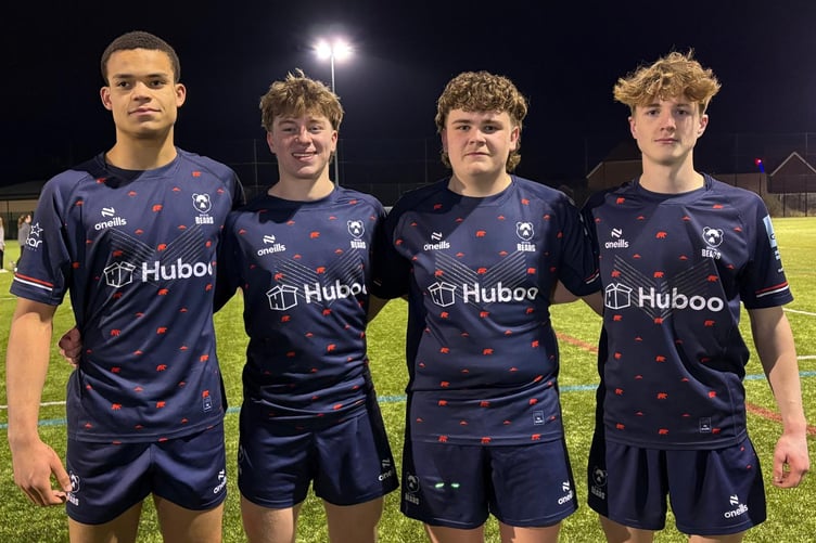 Pictured before the Bears' game against Bath are Wellington players Jonah Richardson, Brock Vallance, Ashton Adams and Ollie Owen