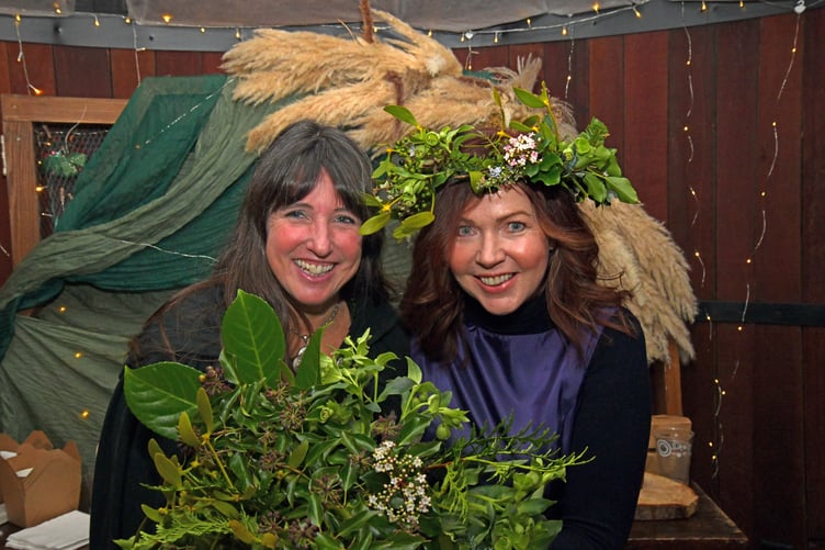 THE NEW SHEPPYS WASSAIL QUEEN EM SIBLEY LEFT  OUT GOING QUEEN EMMA SLEIGH RIGHT