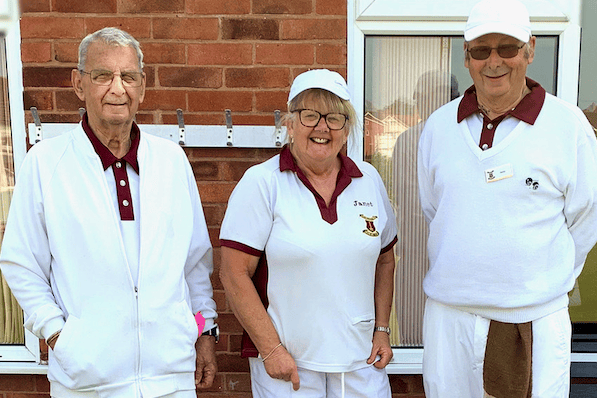 The late Roland Bath (left) pictured with Wellington Bowling Club colleagues.