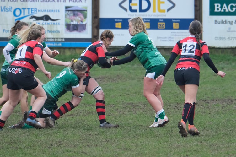 Vixens' No8 Brianna Whelan charges forwards against Sidmouth
