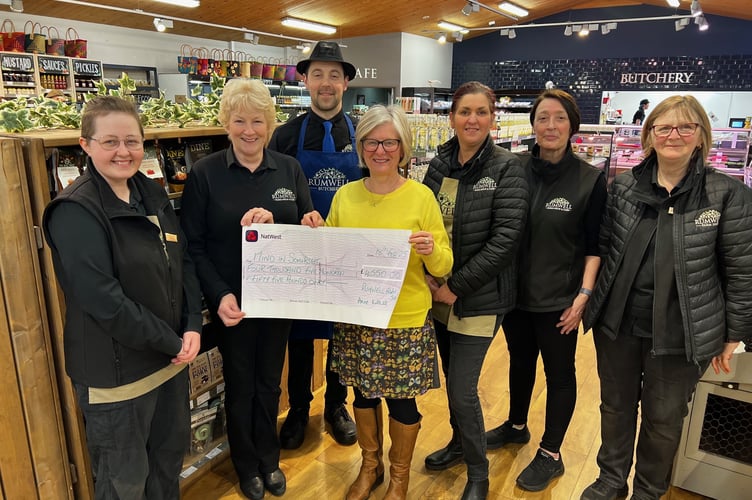 Alison Baker, corporate partnerships co-ordinator Mind in Somerset and Anne Mitchell, partner at Rumwell Farm Shop and the team