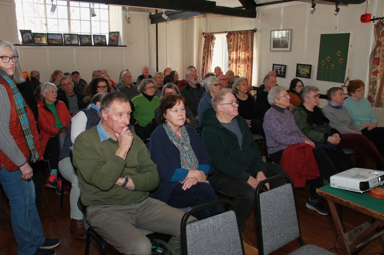 Wiveliscombe residents attending a public meeting on Saturday to discuss the future of the town's public library. PHOTO: George Ody.