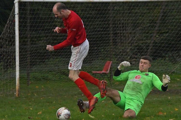 Reds' goalkeeper Luke Vernon - made an important save late in the second half