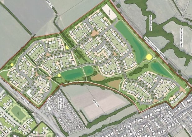 Plans for 315 homes and convenience store on Exeter Road in Rockwell Green