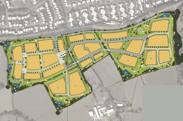 Plans for 250 homes on the A38 Oldway Road in Wellington