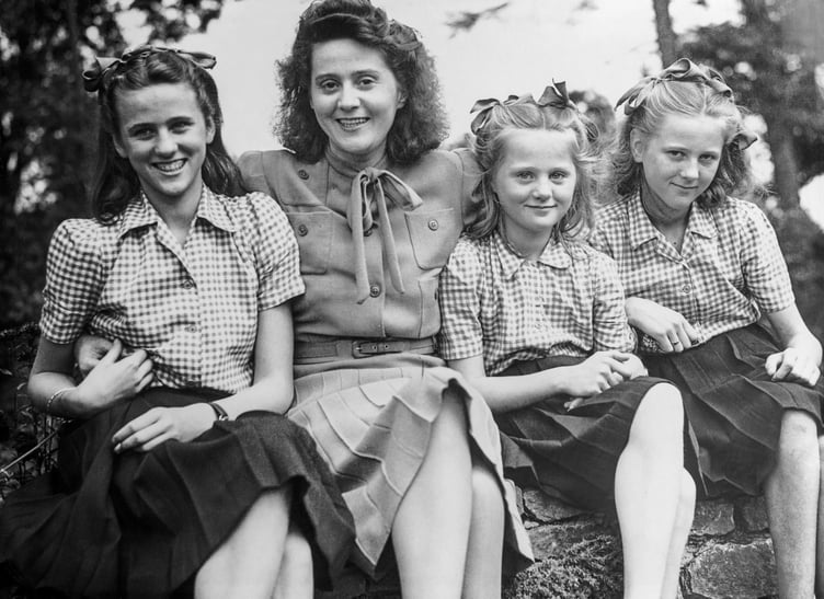 Odette with her three daughters (left to right: Francoise, Marianne and Lili) in Liss, Hampshire 1946 on the day she was told she was to receive the George Cross.