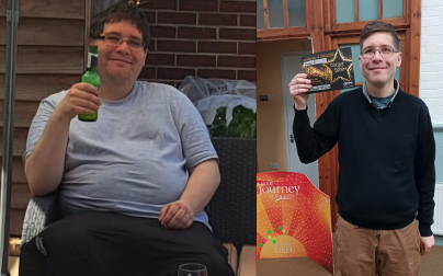 Left: Andy in summer 2024; Right: Andy in March 2025