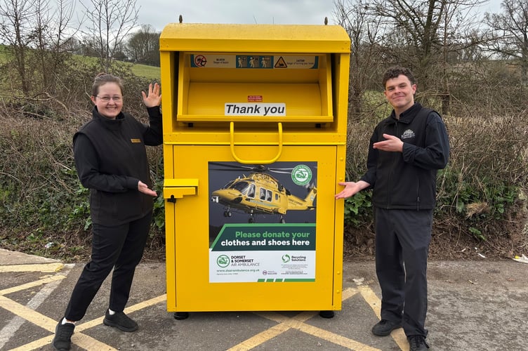 Ellen Todd and Jay McGough, who are both Shop Assistants at Rumwell Farm Shop with the DSAA Clothing Bank